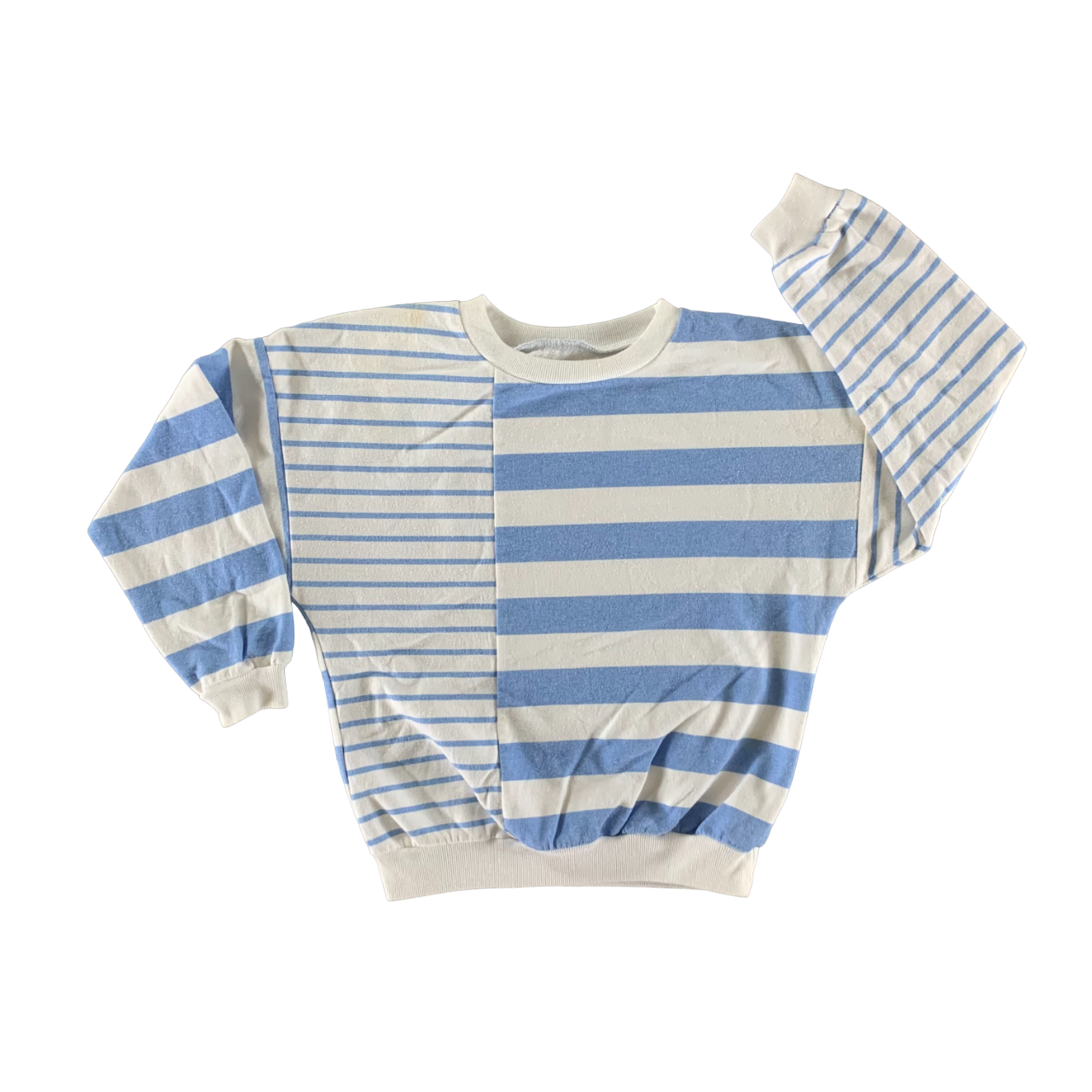 Vintage 1990s Blue and White Striped Sweatshirt size Medium