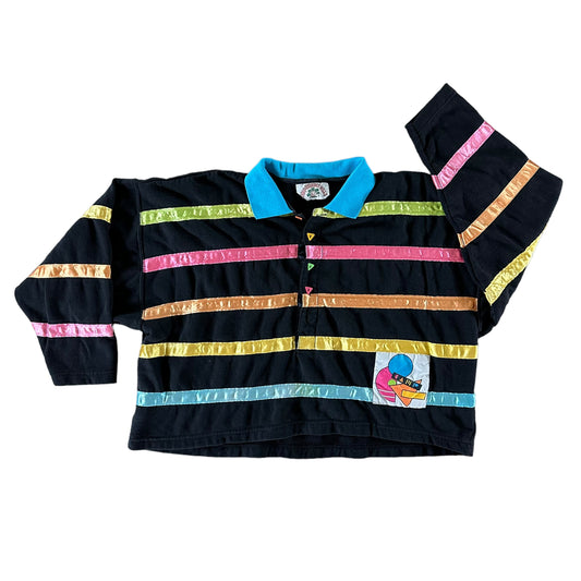 Vintage 1990s Camp Beverly Hills Boxy Polo Sweatshirt size Medium