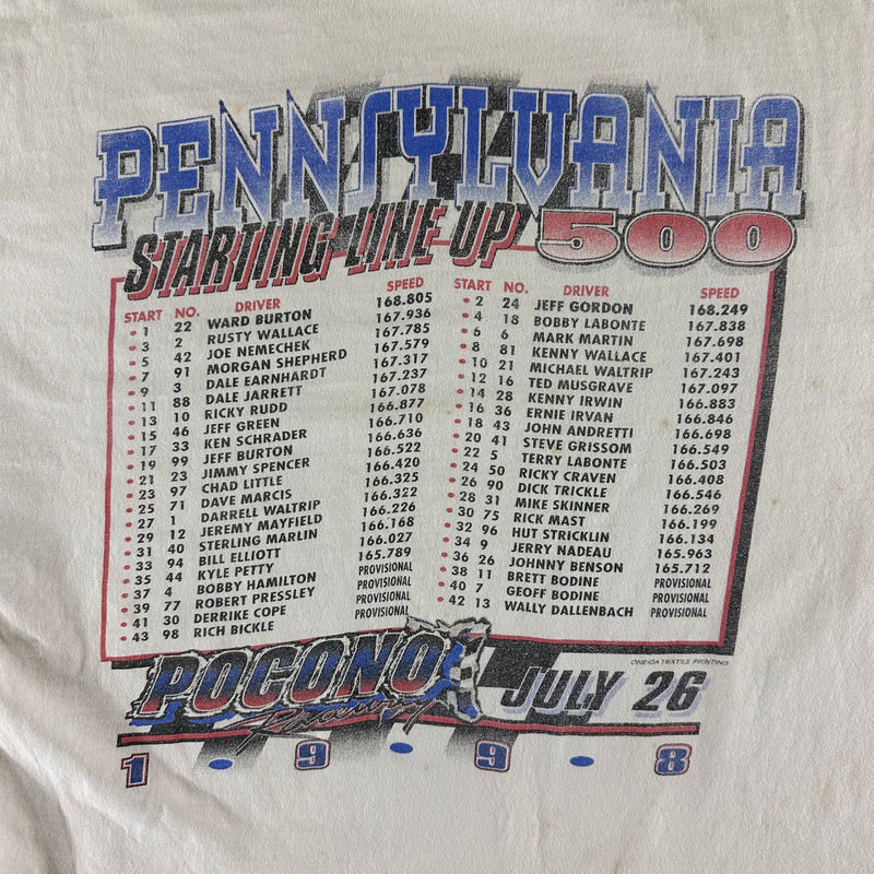Vintage 1998 NASCAR Pocono Raceway T-shirt size XL