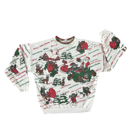 Vintage 1989 All Over Christmas Sweatshirt size Small