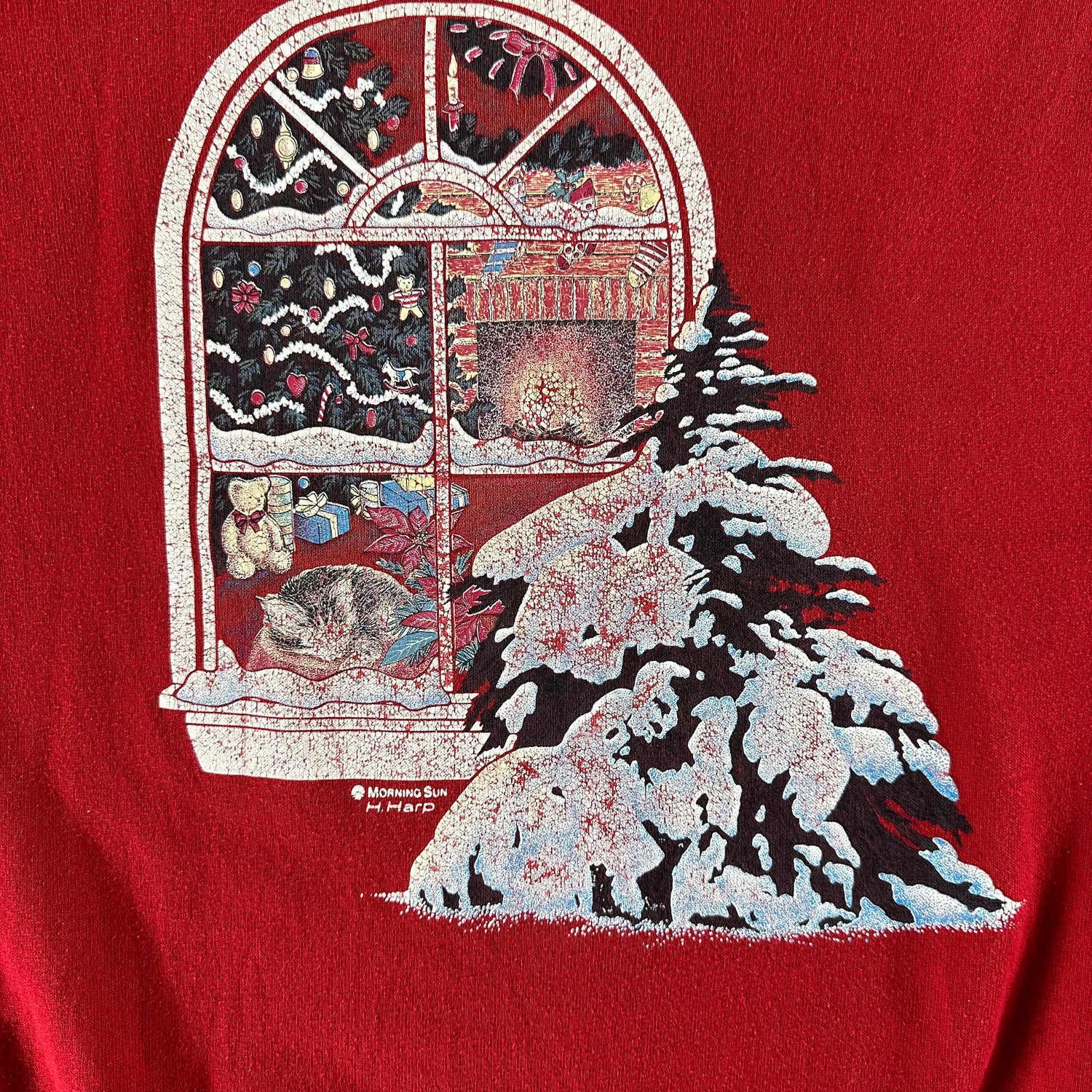 Vintage 1990s Christmas Window Sweatshirt size Large