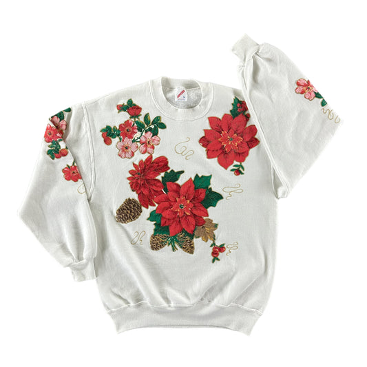 Vintage 1990s Poinsettia Sweatshirt size Large