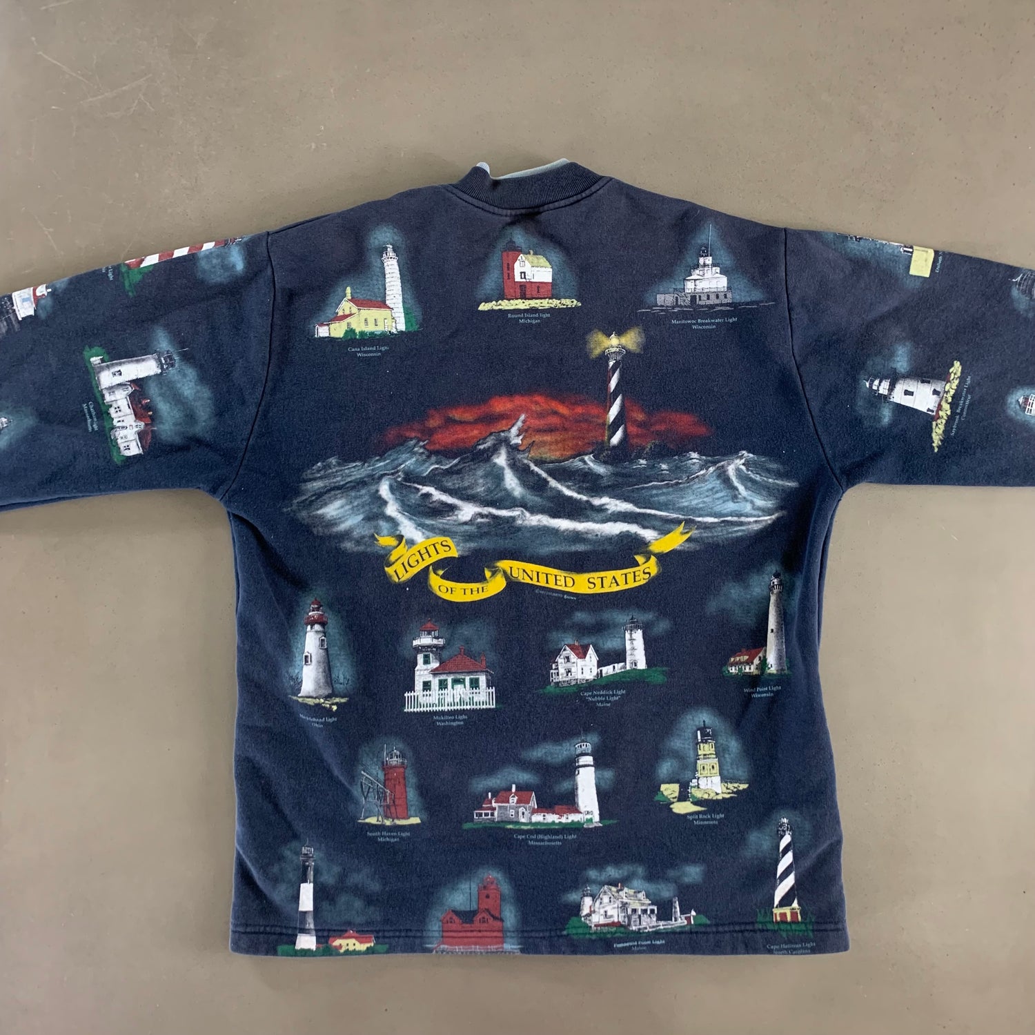 Vintage 1990s Lighthouse Cardigan Sweatshirt size Large